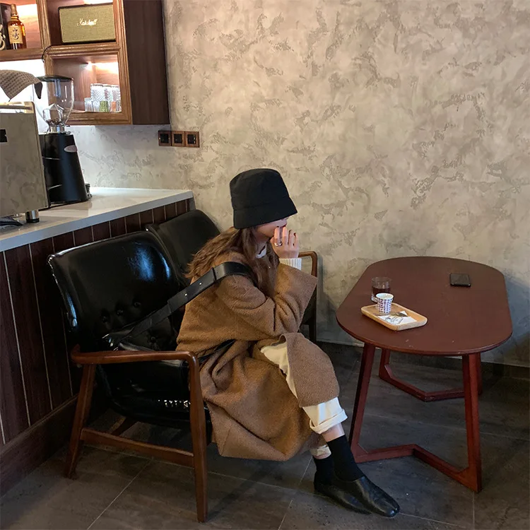 Женское пальто с плюшевым мишкой Abrigos Mujer Elegante, корейское пальто, одноцветное, длинное, двубортное, с широкой талией, пальто и куртки для женщин