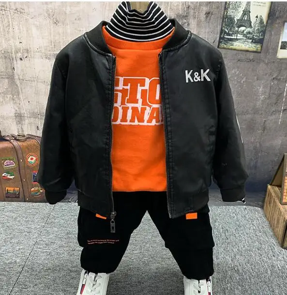 3pcs sets Детская одежда для мальчиков, Детское пальто из искусственной кожи для мальчиков, свитер, штаны, комплект из 3 предметов для малышей, Рождественский костюм для мальчиков, комплекты одежды для 2-6 лет - Цвет: 3pcs sets