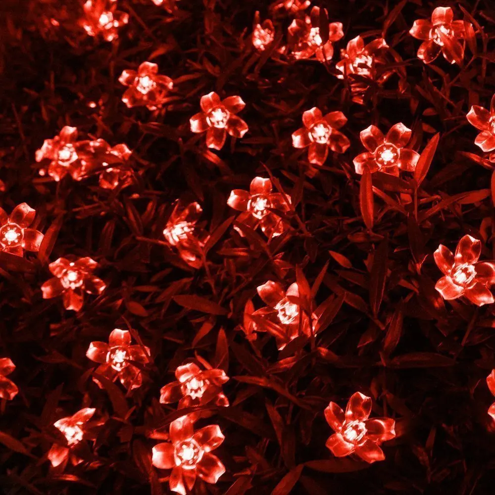 Батарея USB работает мерцание звезд sakura светящиеся гирлянды новизного освещения светодиодный цветочное рождественское домашний декор гирлянда Свадебная вечеринка для спальни - Цвет: red-sakura