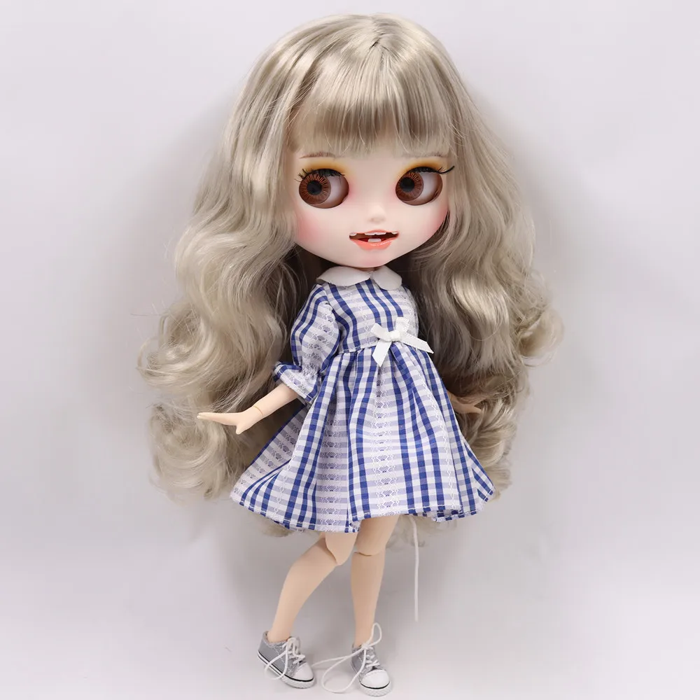 Ледяной обнаженный Blyth кукла No. BL8800 серебряные волосы резные губы открытый рот матовые индивидуальные лицо соединение тела 1/6 bjd