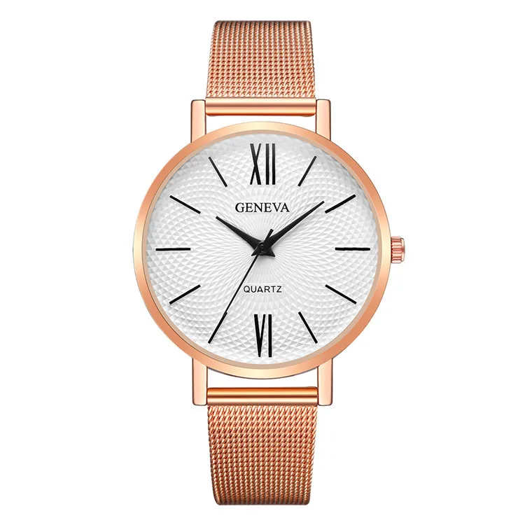 

Geneva New Style Mesh Belt Watch MEN'S Watch Fashion Simple Ultra-Thin Watch Cheap Watch Foreign Trade Hot Selling