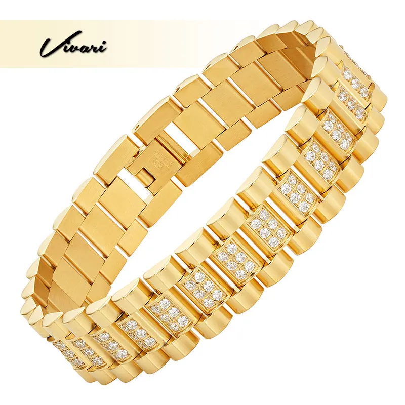 Vivari, Модный женский браслет из нержавеющей стали, золото 168, Кристальные камни, очаровательные ювелирные изделия