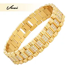 Vivari, Модный женский браслет из нержавеющей стали, золото 168, Кристальные камни, очаровательные ювелирные изделия