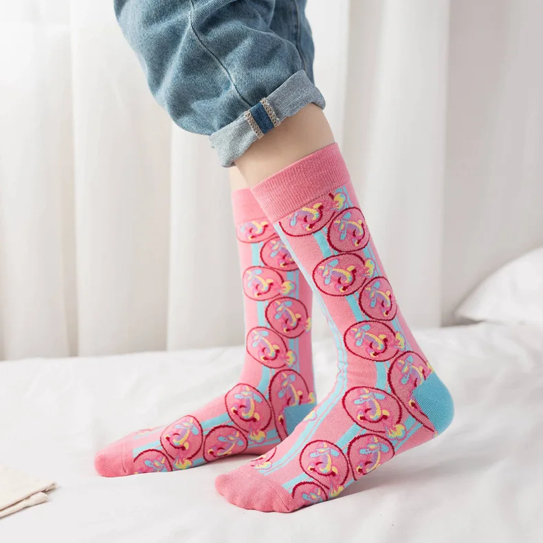 Cotton Streetwear Funny Socks Woman Harajuku Socks Tropical Fruit Sock Avocado Banana Sock Girl Cute Print Long Soks 5 Pairs/set