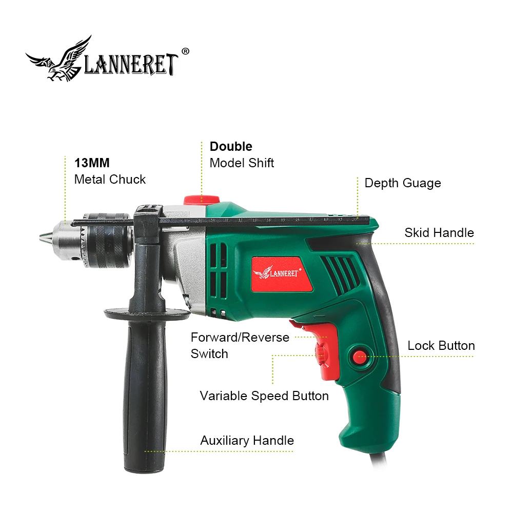 LANNERET 710 Вт Электрическая Дрель ударная дрель lHammer многофункциональная
