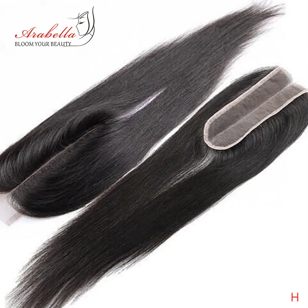 

Straight Human Hair 2x6 Lace Closure Pre Plucked Bleached Knots Middle Ratio Arabella Middle Part With Baby Hair Remy Closure