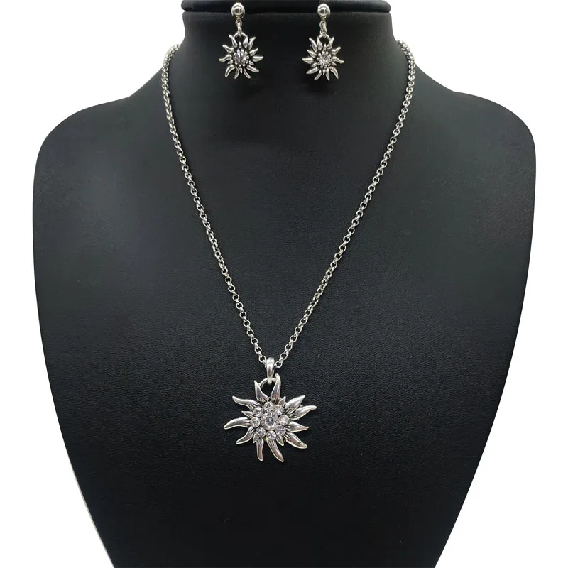 Модный Элегантный комплект ожерелья и серег QIDIEHUA Edelweiss Винтажные Ювелирные