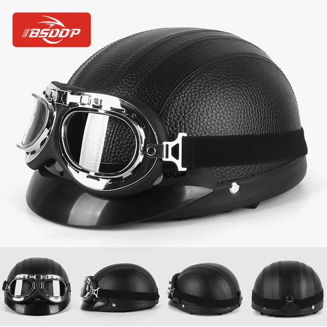 US $8.80 Motorcycle helmet open electric bicycle scooter bicycle travel retro helmet + goggles For Harley-Da