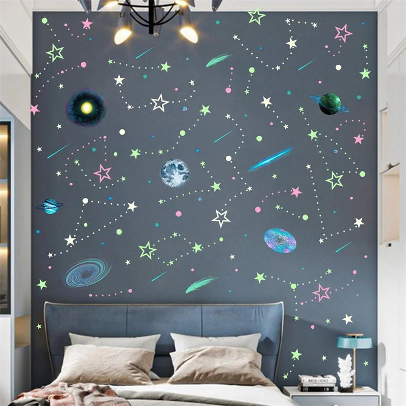 Adesivi 3D Luminosi Per Cameretta - Stelle E Luna Che Brillano Al Buio | Decorazione Parete Rimovibile - Foto 3