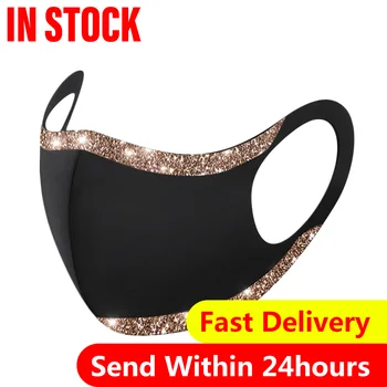 Moda Bling Paillettes Maschere Antipolvere Smog-lavabile Maschera Protettiva Riutilizzabile Viso Naso Bocca Copertura Donne Bocca Maschera Halloween
