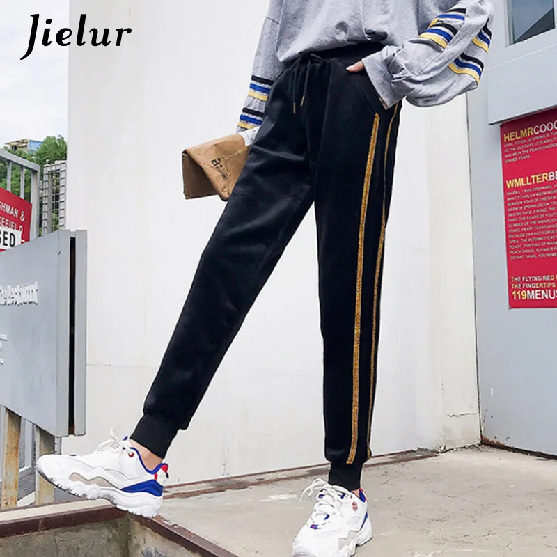 Jielur 2019 осенние бархатные плотные брюки-шаровары для женщин модные тонкие