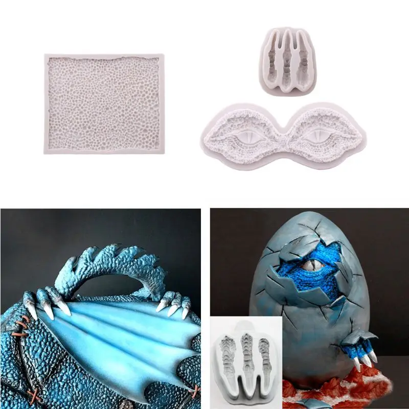 

3 Types Dinosaur Silicone Cake Mold Dragon Eyes Mould Fondant Zoo Animals Molds