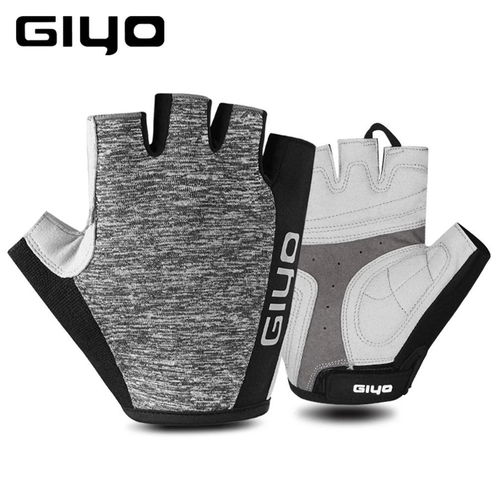 Black grey GIYO мужские велосипедные перчатки женские MTB гоночные перчатки для велосипедной рыбалки перчатки для спортивного велосипеда перчатки с укороченными пальцами на открытом воздухе - Цвет: Black grey