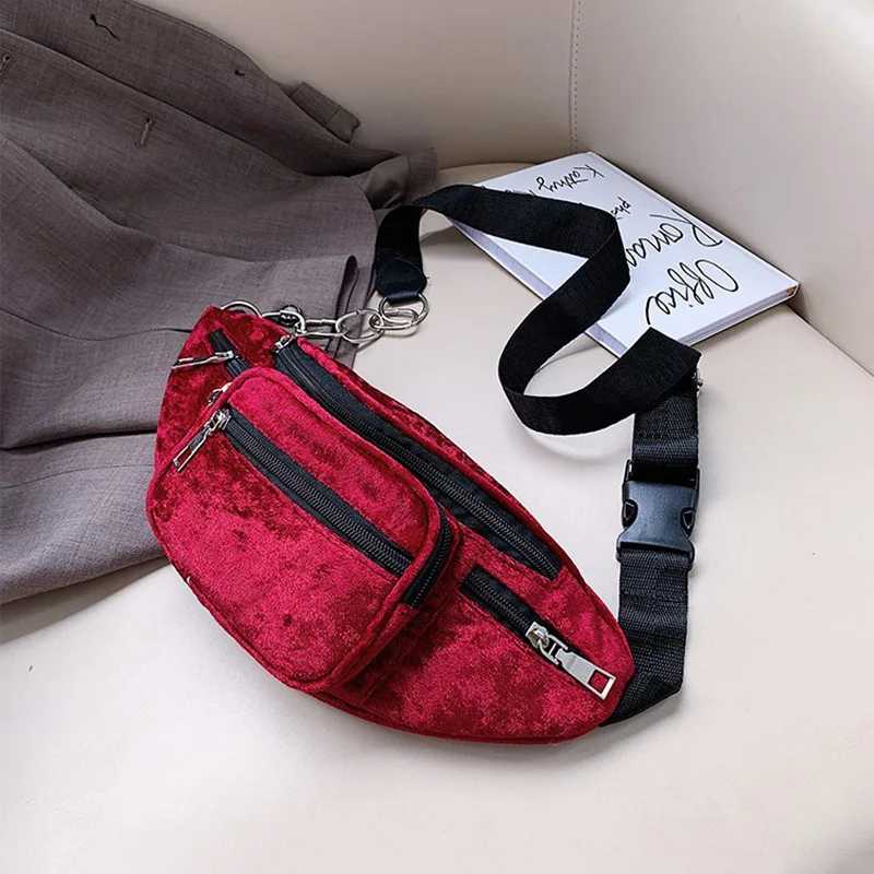 Осенняя и зимняя поясная сумка женская Замшевая сумка на груди плюшевые поясные сумки женские поясные сумки с цепочкой на молнии сумка