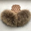 Real Raccoon Fur Gloves Women's Genuine Leather Gloves Fox Fur Big Raccoon Fur Sheepskin  Gloves Female Winter Velvet Warm Touch ► Photo 3/6