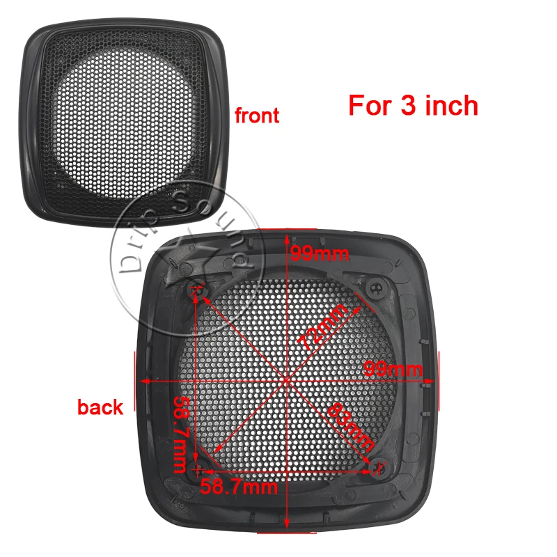 Cubierta De Altavoz De 3 ", Marco De ABS Rojo, Malla Metálica