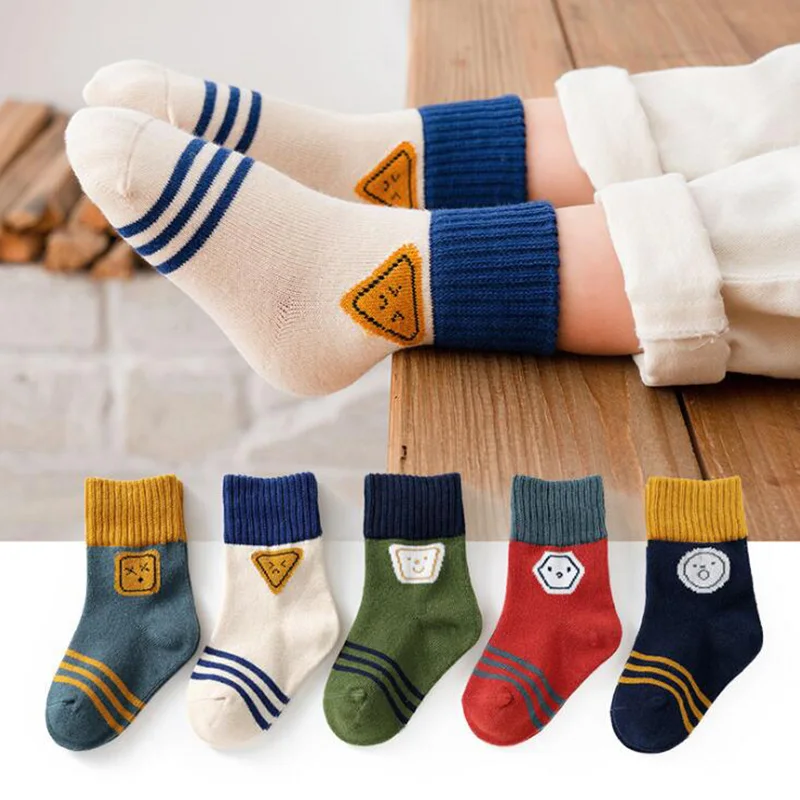 Kids Socks Autumn Winter Children Cartoon Socks 5 Pairs/Lot
