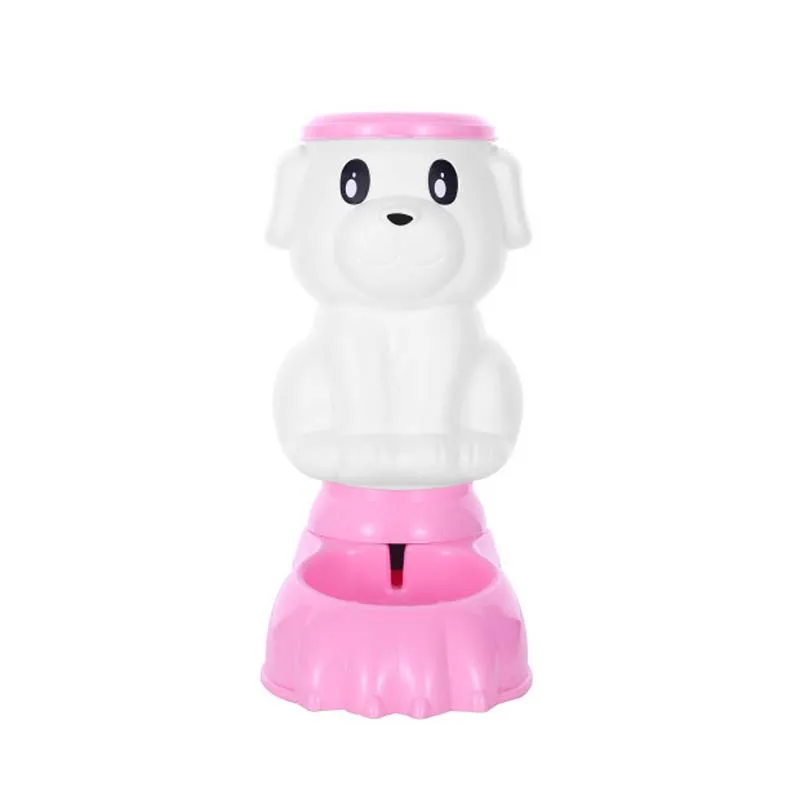 pink water bowl Автоматическая собачья кормушка поилка пластиковая двойного назначения миска для собак и кошек диспенсер для воды для домашних животных еда для кормления питья миска для собак кошек - Цвет: pink water bowl