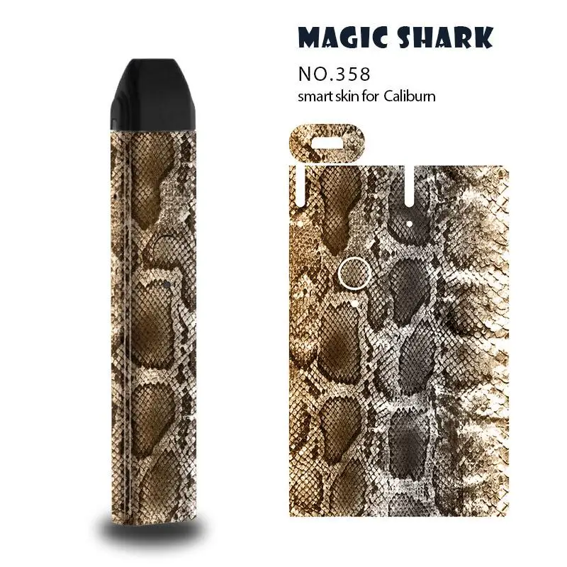 Magic Shark Fashion Skull Leopard Snake Print Funny Bumpy PVC Case Cover Skin Sticker Film for Uwell Caliburn - Цвет: 358