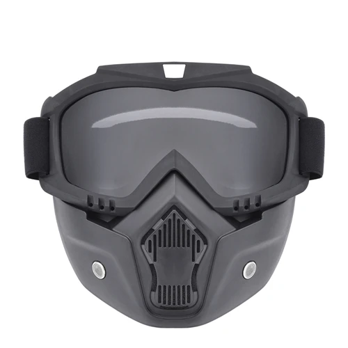Горячие продажи модульная маска Съемные очки и рот фильтр идеально подходит для открытого лица мотоциклетный полушлем или винтажные шлемы - Цвет: Smoke Lens