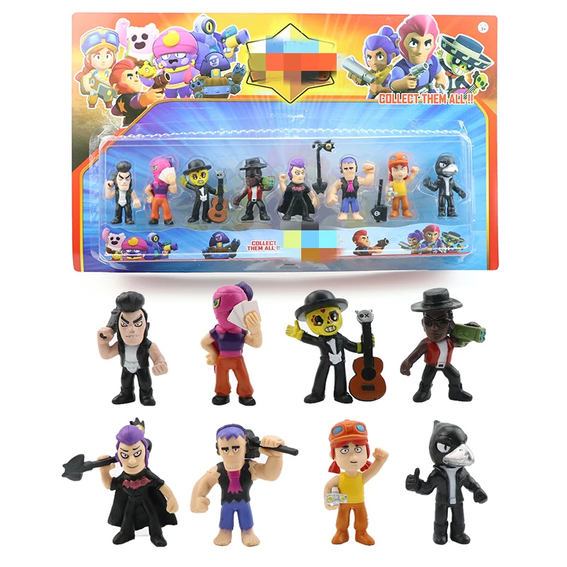 

4/8/12/24 pcs/set Brawl Game Action Figures Cartoon Shelly Nita Colt Jessie PVC Collection Model Dolls For Kids Boys Toys Gifts