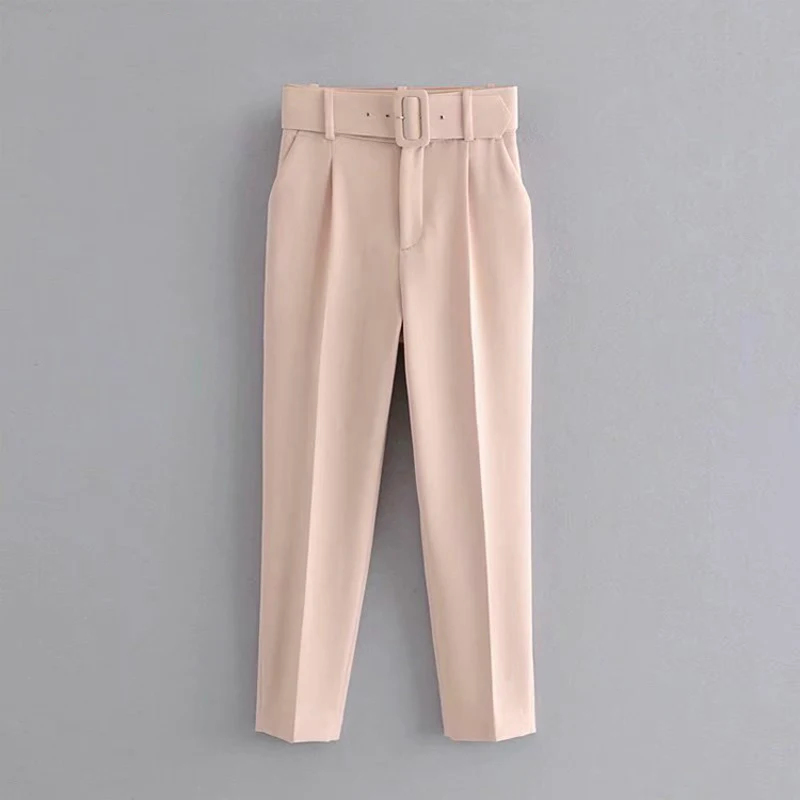 

Women Trouser Ladies Pants Formal Business Cropped Bottoms Office Solid High Waist Pocket