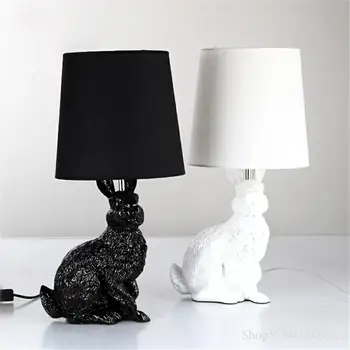 

modern Rabbit Table Lamp for Living Room Bedroom Hotel Besides Lamp Luminaria Mesa Animal Home Deco Resin Industrial Table Lamp