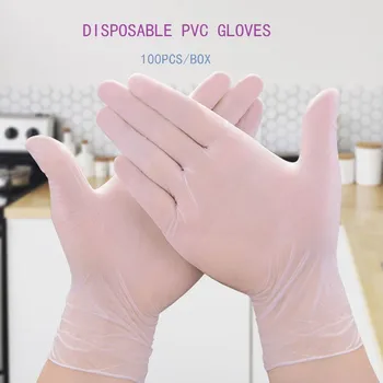 

100PCS Waterproof Disposable Gloves Food Grade PVC Catering Inspection Protective Home Kitchen Garden Cleaning Guantes Gloves