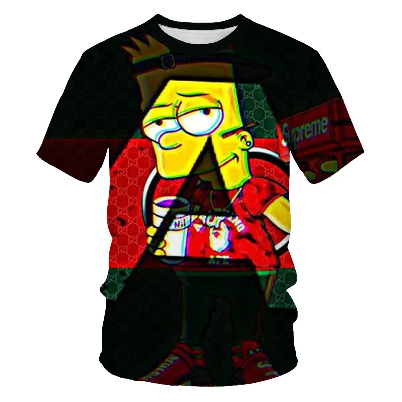 Симпсоны анимация футболки с 3D-принтом дети мальчик девочка с круглым воротником и короткими рукавами лето детские забавные camiseta - Цвет: picture color