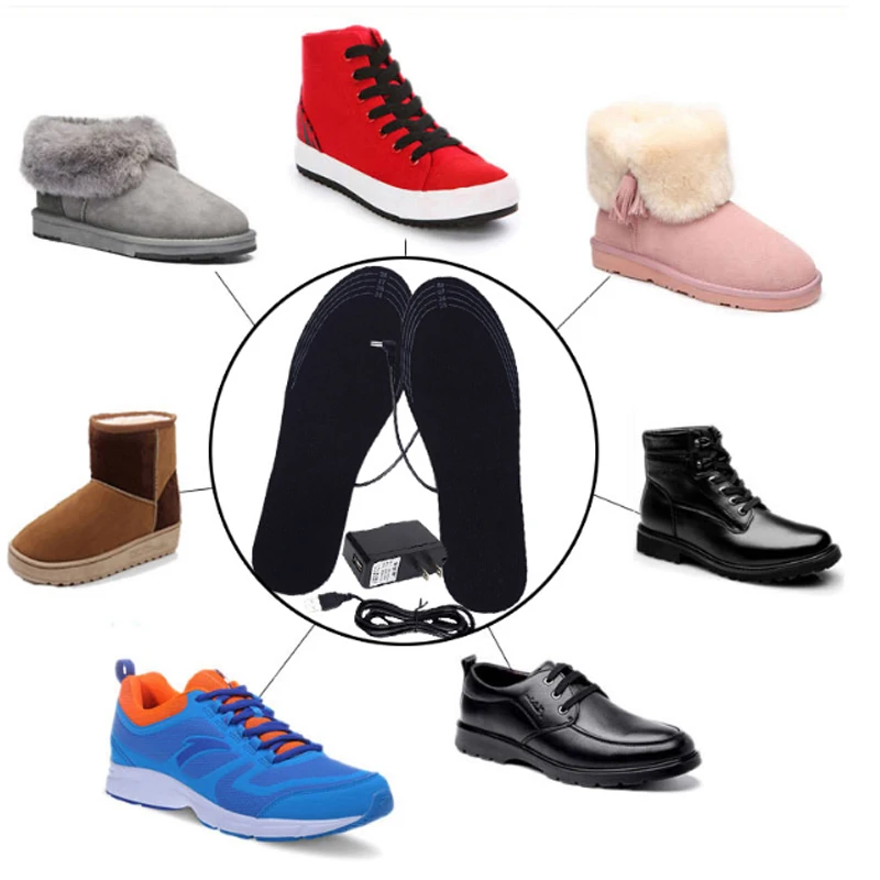 Супер-зимняя теплая стелька с USB подогревом, электрическая грелка для ног, зарядка, нагревание, моющийся размер, можно разрезать для многих видов обуви
