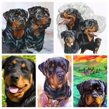 GATYZTORY 5D алмазная живопись Полная площадь DIY домашний декор животные мозаичные картины логотип на холсте настенные картины черные собаки фотографии