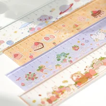 4 projetos doce morango jardim série bonito multifunções diy desenho régua mão conta escritório colagem material ferramenta