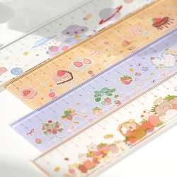 4 diseños de serie de fresa dulce para jardín, regla de dibujo DIY multifunción, cuenta manual, herramienta de Material de Collage de oficina