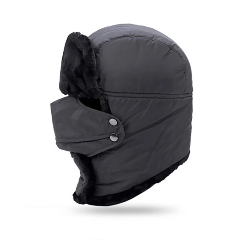Trapper Hat Waterproof Warm Snow Cap Sherpa Ski Cap Earmuffs Windproof Fur Winter Cossack Russian Sports with Mask