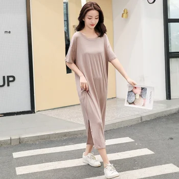 

New Sleepwear Dress For Pregnant Women Night dress Modal O-neck Half Sleeve Oversize For 45-90 kg Nightdress