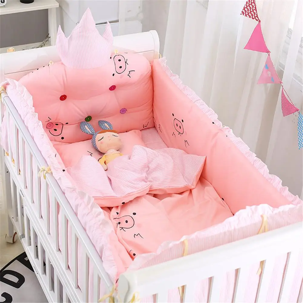 Kidlove/Комплект постельного белья из хлопка для детской кроватки, 7 шт., Комплект постельного белья с рисунком из мультфильма, 120x65 см