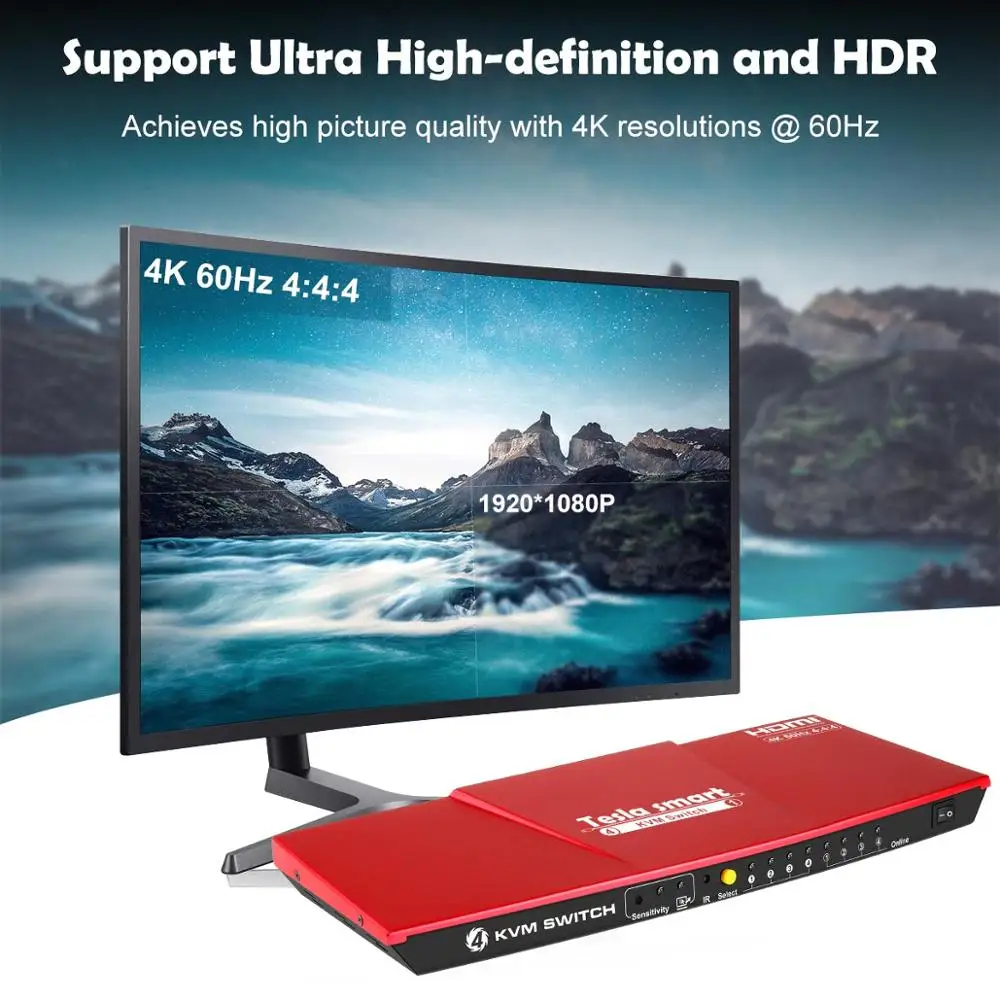 KVM переключатель kvm HDMI USB2.0 4-портовый переключатель KVM переключатель HDMI до 4K@ 60Hz управление 4 шт. Поддержка Unix/Windows/Debian дополнительный USB2.0