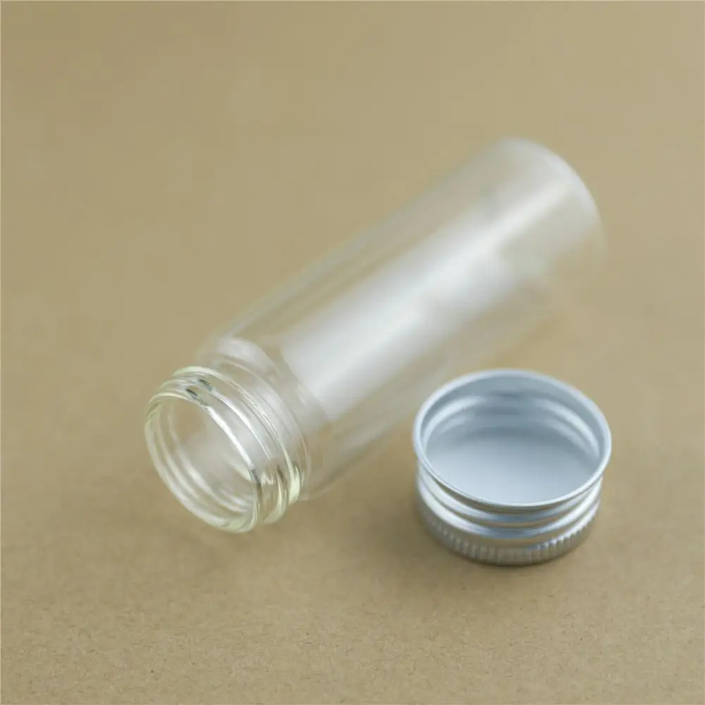 24 PCS/lot 20*30*80mm 40ml Small Glass Bottles Aluminum Caps Glass Tiny Jars Vials Transparent Glass Containers Perfume Bottles 6