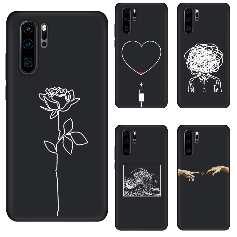 

Silicone Cover Couple Case For P30 P30Lite P30Pro Lover Plant Cartoon Pattern Phone Cases Shell For P20 Lite Honor 10 20