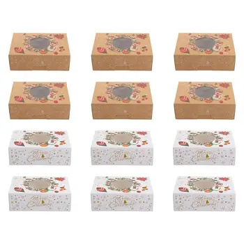 

12pcs Christmas Cake Boxes Cake Packaging Boxes Organizers Cake Cases