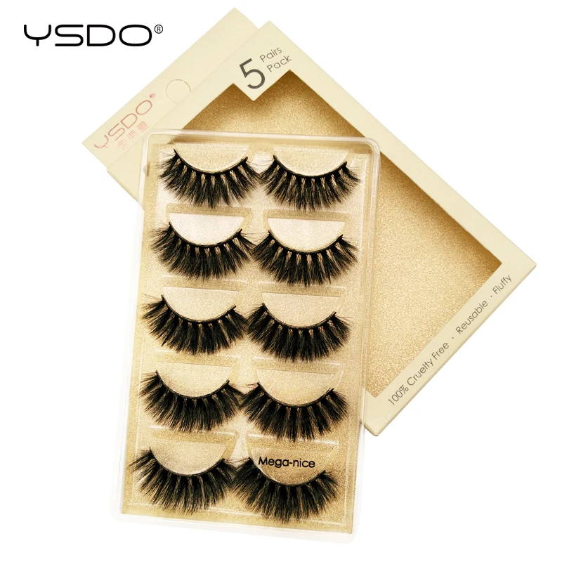 

YSDO 5 pairs mink lashes cruelty free false eyelashes makeup 3d mink eyelashes natural thick volume lashes eyelash extension