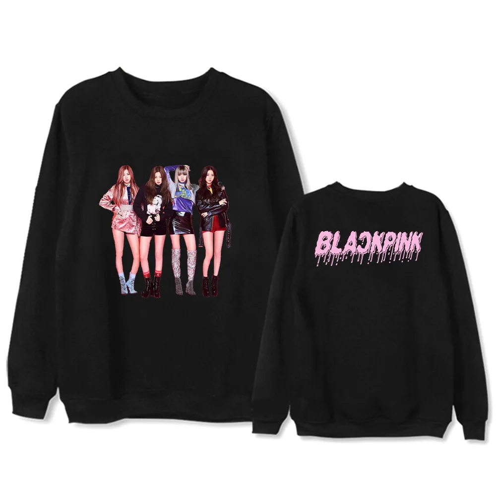 BLACKPINK Kpop толстовка с капюшоном, одежда, толстовки для женщин harajuku, розовое зимнее пальто для мужчин, хлопок, повседневная одежда с героями мультфильмов, 2019new, весна-осень - Цвет: thin