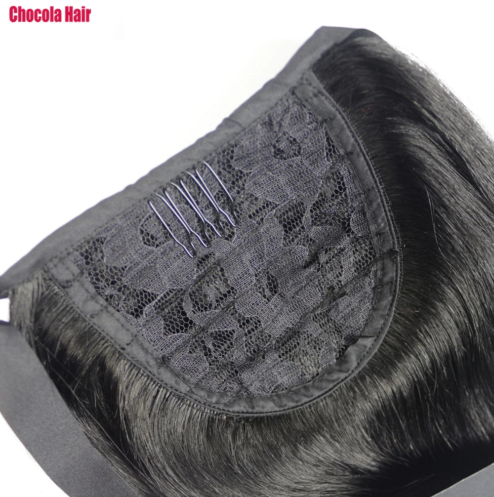 Chocola 16"-24" 80g Brazilian Machine Made Remy Hair Ribbon Ponytail Clip In Human Hair Extensions Horsetail Stragiht