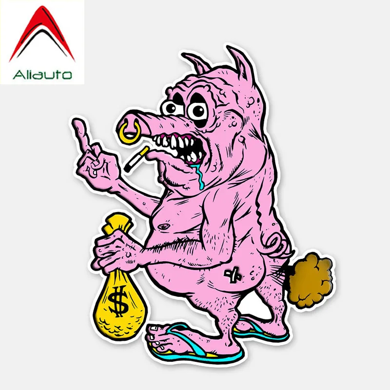 Aliauto Cartoon Animal Car Sticker Funny Dirty Pig Decal Lovely Motorcycle Helmet Accessories for Peugeot Skoda 12cm*10cm | Автомобили и