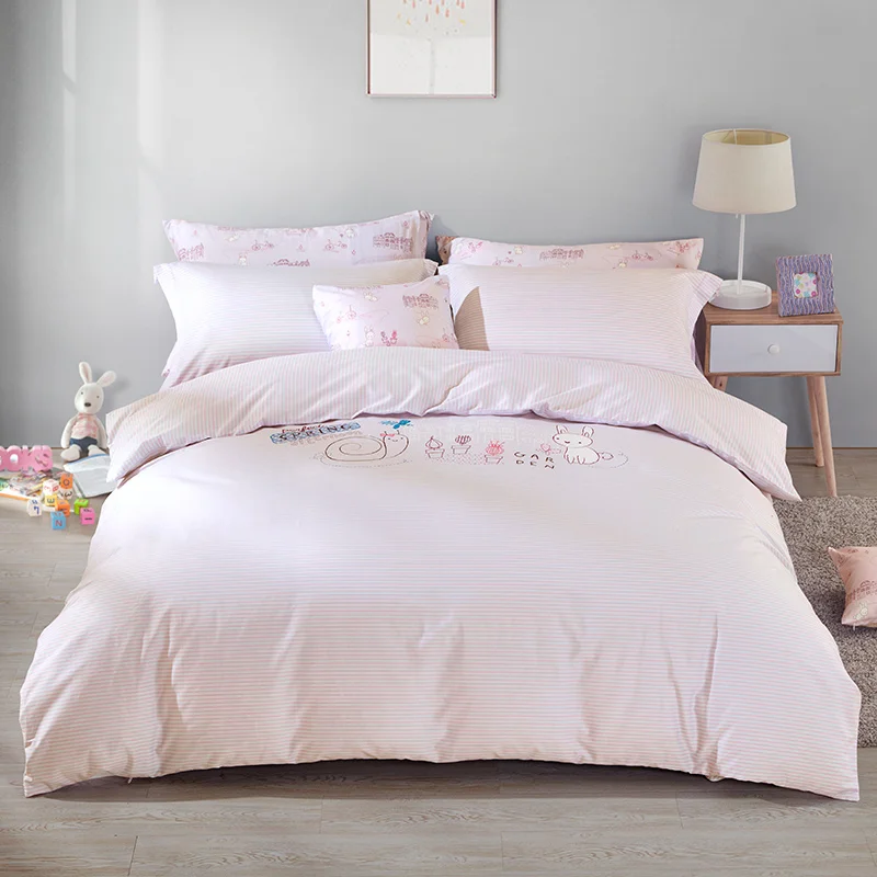 

LOVO Kids Bedding Set 200TC 100% Cotton 4 Pieces Bedsheet Set Duvet Cover*1 Flat sheet*1 Pillowcase*2
