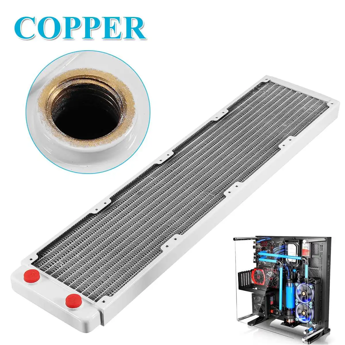 #Special Offers 480mm Copper Computer Radiator Water Cooler Liquid Cooling 13 Tubes Computer Water Cooling Radiator Heatsink for Game Player