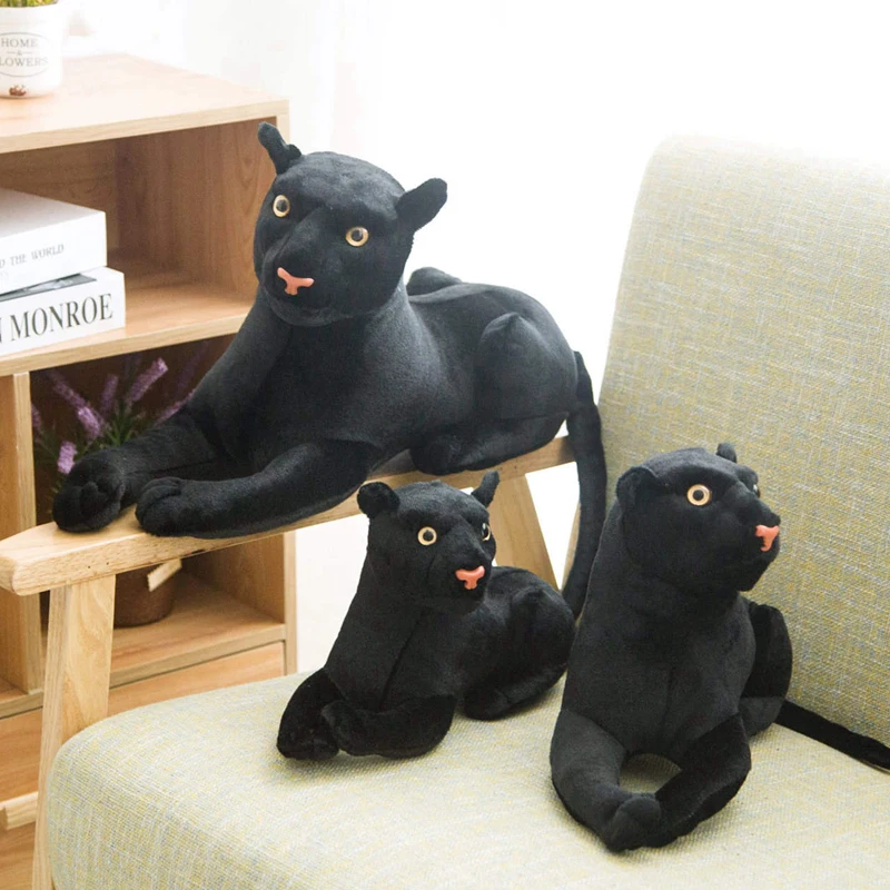 

New 1PC 30-46CM Simulation Animal Big Leopard Plush Toys Black Panther Soft Stuffed Pillow Leopard Animal Doll Toys For Children