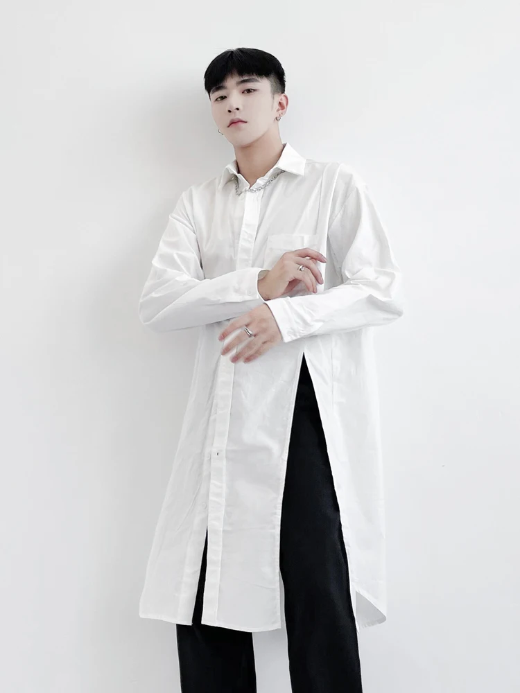 Men'S Long-Sleeve Shirt Spring And Autumn New Gothic Yamamoto Style Slit Design Hip Hop Street Casual Loose Oversized Shirt