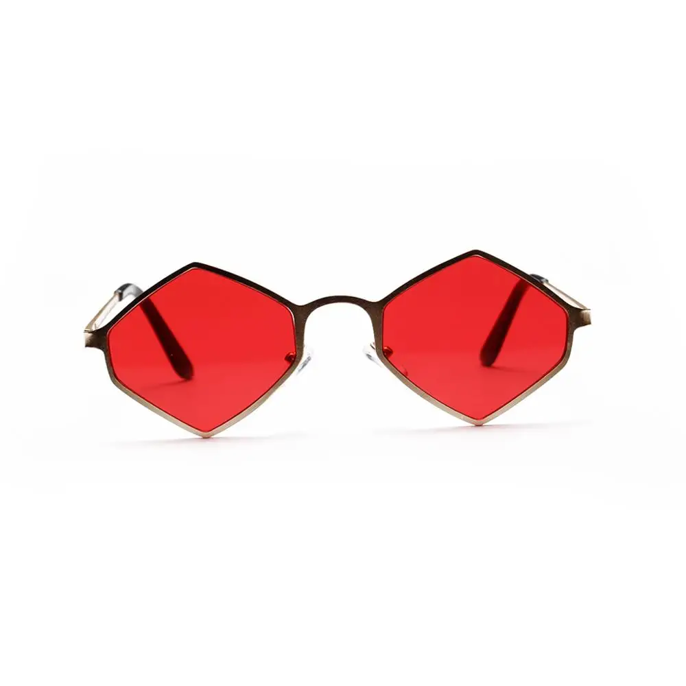 Red Son fashion small frame glasses polygon retro color sunglasses female new brand fashion designer sunglasses ladies UV40 - Цвет линз: Красный