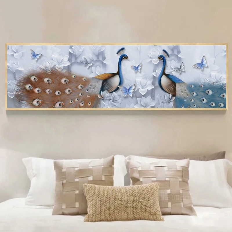 

Yuke Art Canvas Prints Wall Painting Animal Abstract Couple Peacock Printed Canvas Painting Living Room Wall Art Pictures